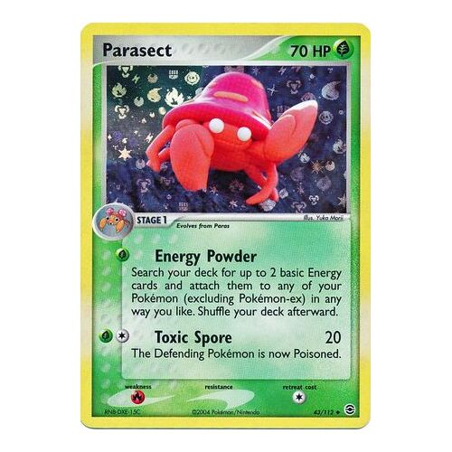 Parasect 43/112 EX Fire Red & Leaf Green Reverse Holo Uncommon Pokemon Card NEAR MINT TCG