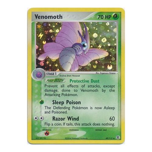 Venomoth 49/112 EX Fire Red & Leaf Green Reverse Holo Uncommon Pokemon Card NEAR MINT TCG
