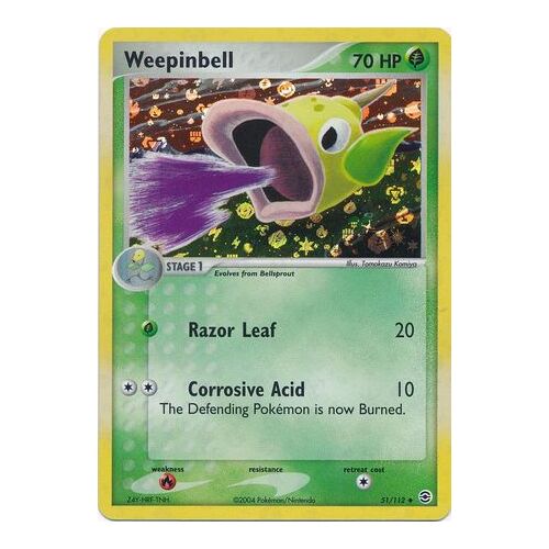 Weepinbell 51/112 EX Fire Red & Leaf Green Reverse Holo Uncommon Pokemon Card NEAR MINT TCG