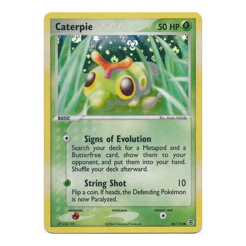 Caterpie 56/112 EX Fire Red & Leaf Green Reverse Holo Common Pokemon Card NEAR MINT TCG