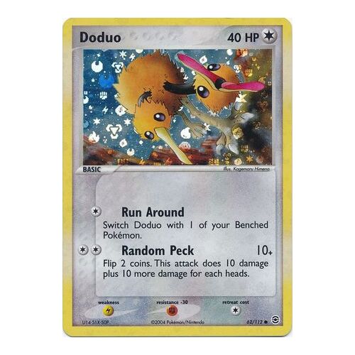 Doduo 62/112 EX Fire Red & Leaf Green Reverse Holo Common Pokemon Card NEAR MINT TCG