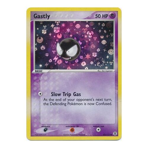 Gastly 63/112 EX Fire Red & Leaf Green Reverse Holo Common Pokemon Card NEAR MINT TCG