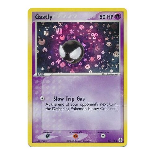 Gastly 63/112 EX Fire Red & Leaf Green Reverse Holo Common Pokemon Card NEAR MINT TCG