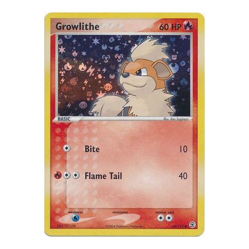 Growlithe 64/112 EX Fire Red & Leaf Green Reverse Holo Common Pokemon Card NEAR MINT TCG