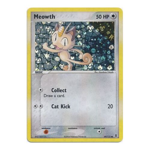 Meowth 69/112 EX Fire Red & Leaf Green Reverse Holo Common Pokemon Card NEAR MINT TCG