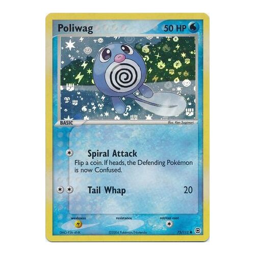 Poliwag 75/112 EX Fire Red & Leaf Green Reverse Holo Common Pokemon Card NEAR MINT TCG