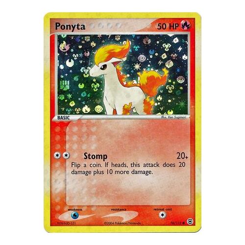 Ponyta 76/112 EX Fire Red & Leaf Green Reverse Holo Common Pokemon Card NEAR MINT TCG