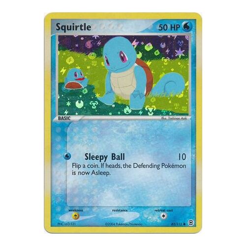 Squirtle 82/112 EX Fire Red & Leaf Green Reverse Holo Common Pokemon Card NEAR MINT TCG