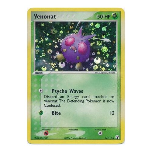 Venonat 84/112 EX Fire Red & Leaf Green Reverse Holo Common Pokemon Card NEAR MINT TCG