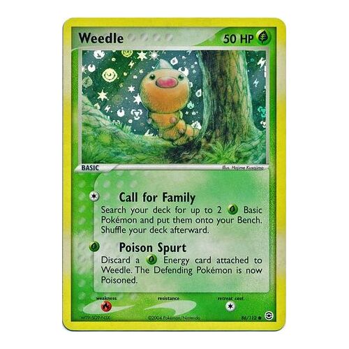 Weedle 86/112 EX Fire Red & Leaf Green Reverse Holo Common Pokemon Card NEAR MINT TCG