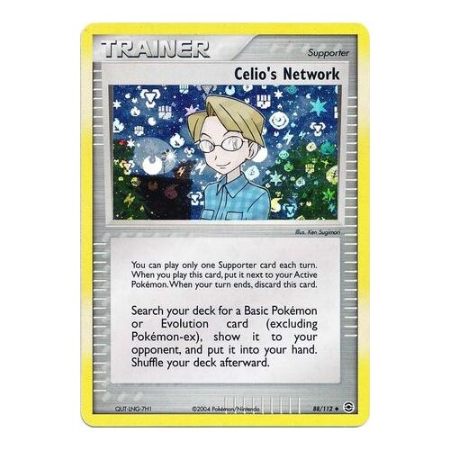 Celio's Network 88/112 EX Fire Red & Leaf Green Reverse Holo Uncommon Trainer Pokemon Card NEAR MINT TCG