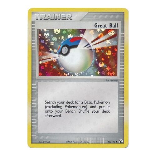 Great Ball 92/112 EX Fire Red & Leaf Green Reverse Holo Uncommon Trainer Pokemon Card NEAR MINT TCG