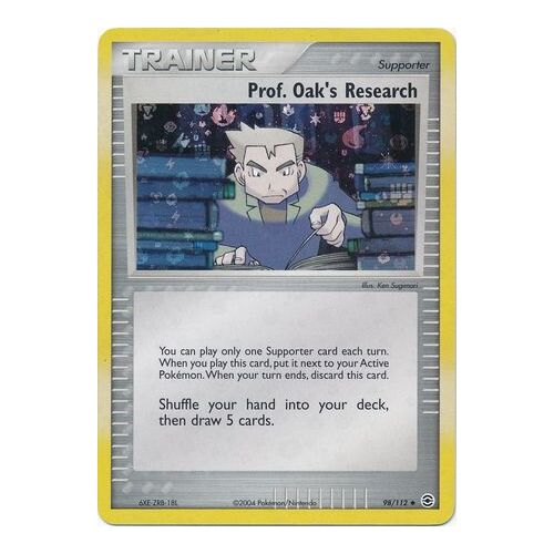 Prof. Oak's Research 98/112 EX Fire Red & Leaf Green Reverse Holo Uncommon Trainer Pokemon Card NEAR MINT TCG