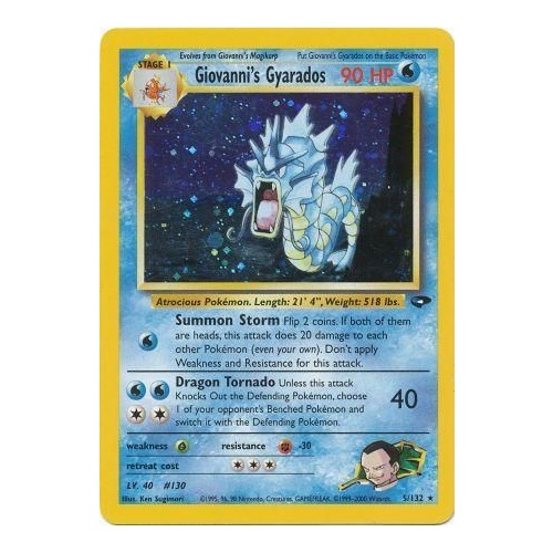 Giovanni's Gyarados 5/132 Gym Challenge Unlimited Holo Rare Pokemon Card NEAR MINT TCG