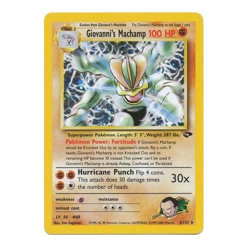 Giovanni's Machamp 6/132 Gym Challenge Unlimited Holo Rare Pokemon Card NEAR MINT TCG