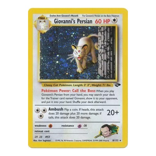 Giovanni's Persian 8/132 Gym Challenge Unlimited Holo Rare Pokemon Card NEAR MINT TCG