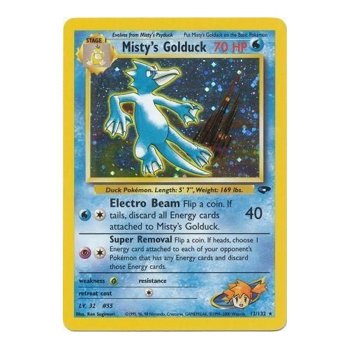Misty's Golduck 12/132 Gym Challenge Unlimited Holo Rare Pokemon Card NEAR MINT TCG