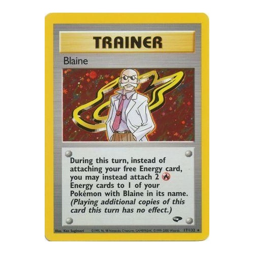 Blaine 17/132 Gym Challenge Unlimited Holo Rare Trainer Pokemon Card ...