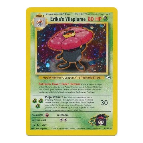 Erika's Vileplume 5/132 Gym Heroes Unlimited Holo Rare Pokemon Card NEAR MINT TCG