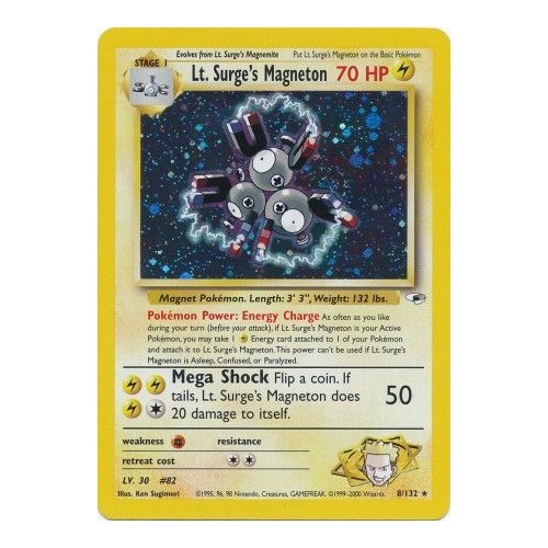 Lt. Surges's Magneton 8/132 Gym Heroes Unlimited Holo Rare Pokemon Card NEAR MINT TCG