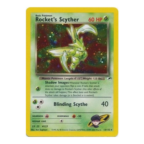 Rocket's Scyther 13/132 Gym Heroes Unlimited Holo Rare Pokemon Card NEAR MINT TCG