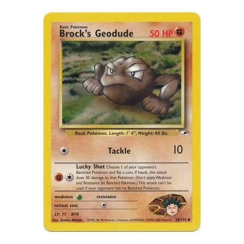 Brock's Geodude 38/132 Gym Heroes Unlimited Uncommon Pokemon Card NEAR MINT TCG