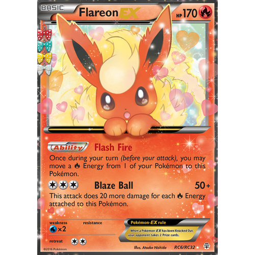 Flareon EX RC6/RC32 XY Generations Holo Ultra Rare Pokemon Card NEAR MINT TCG