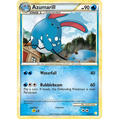 Azumarill 2/123 HS Base Set Holo Rare Pokemon Card NEAR MINT TCG