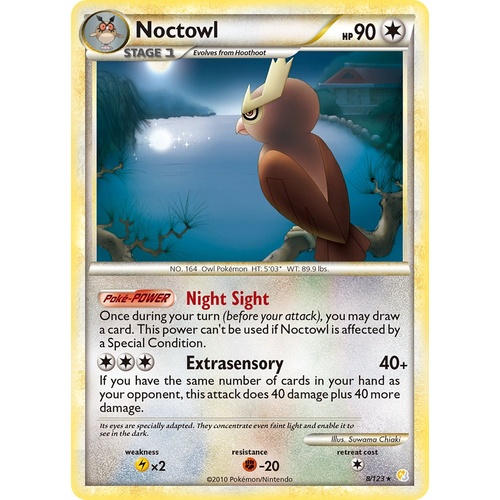 Noctowl 8/123 HS Base Set Holo Rare Pokemon Card NEAR MINT TCG