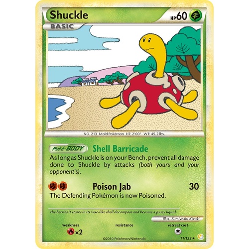 Shuckle 11/123 HS Base Set Holo Rare Pokemon Card NEAR MINT TCG