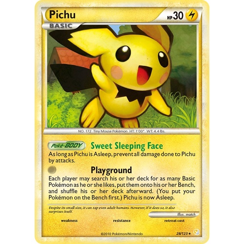 Pichu 28/123 HS Base Set Rare Pokemon Card NEAR MINT TCG