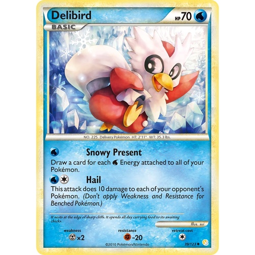 Delibird 39/123 HS Base Set Uncommon Pokemon Card NEAR MINT TCG
