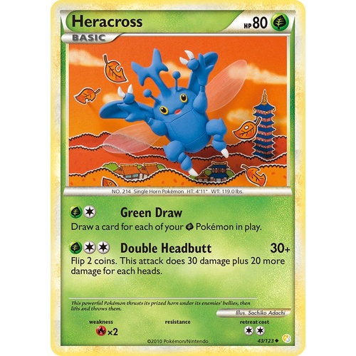 Heracross 43/123 HS Base Set Uncommon Pokemon Card NEAR MINT TCG