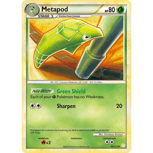 Metapod 46/123 HS Base Set Uncommon Pokemon Card NEAR MINT TCG