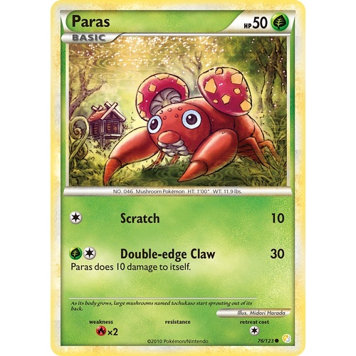 Paras 76/123 HS Base Set Common Pokemon Card NEAR MINT TCG