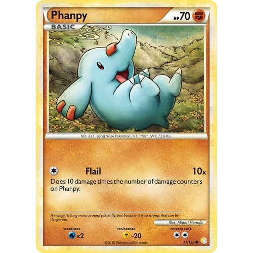 Phanpy 77/123 HS Base Set Common Pokemon Card NEAR MINT TCG