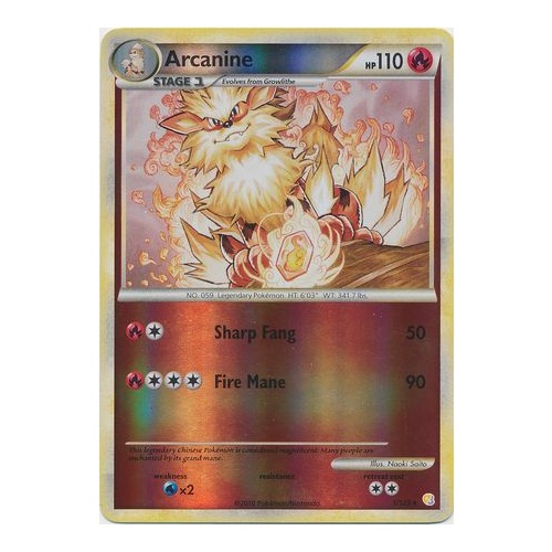 Arcanine 1/123 HS Base Set Reverse Holo Rare Pokemon Card NEAR MINT TCG