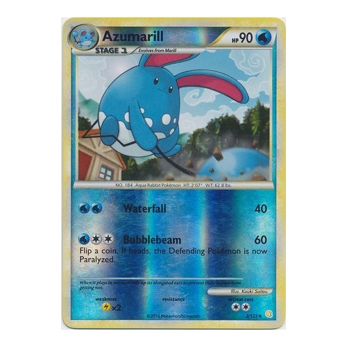 Azumarill 2/123 HS Base Set Reverse Holo Rare Pokemon Card NEAR MINT TCG