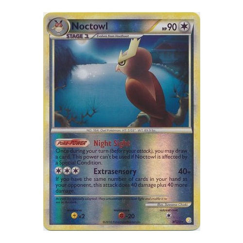 Noctowl 8/123 HS Base Set Reverse Holo Rare Pokemon Card NEAR MINT TCG
