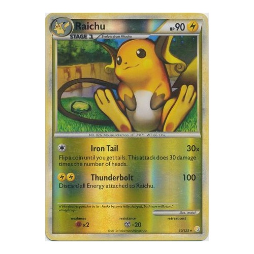 Raichu 10/123 HS Base Set Reverse Holo Rare Pokemon Card NEAR MINT TCG