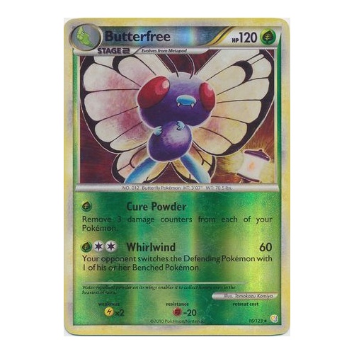 Butterfree 16/123 HS Base Set Reverse Holo Rare Pokemon Card NEAR MINT TCG