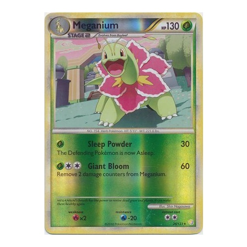 Meganium 26/123 HS Base Set Reverse Holo Rare Pokemon Card NEAR MINT TCG