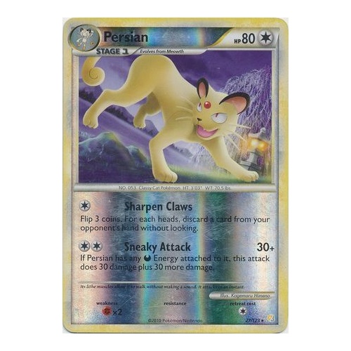 Persian 27/123 HS Base Set Reverse Holo Rare Pokemon Card NEAR MINT TCG