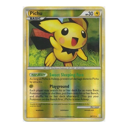 Pichu 28/123 HS Base Set Reverse Holo Rare Pokemon Card NEAR MINT TCG