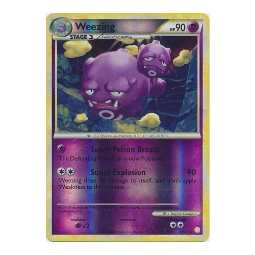 Weezing 34/123 HS Base Set Reverse Holo Rare Pokemon Card NEAR MINT TCG