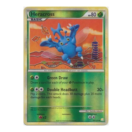 Heracross 43/123 HS Base Set Reverse Holo UnReverse Holo Common Pokemon Card NEAR MINT TCG