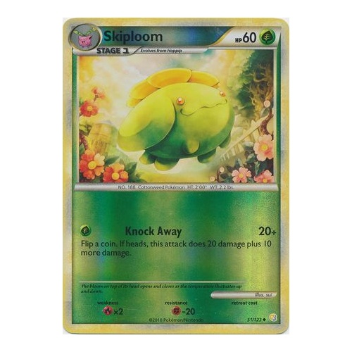 Skiploom 51/123 HS Base Set Reverse Holo UnReverse Holo Common Pokemon Card NEAR MINT TCG