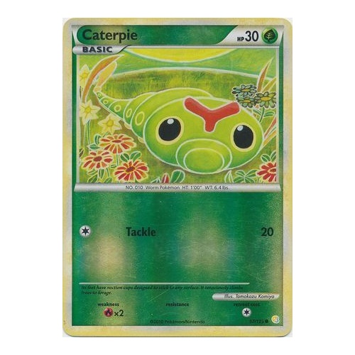 Caterpie 57/123 HS Base Set Reverse Holo Common Pokemon Card NEAR MINT TCG