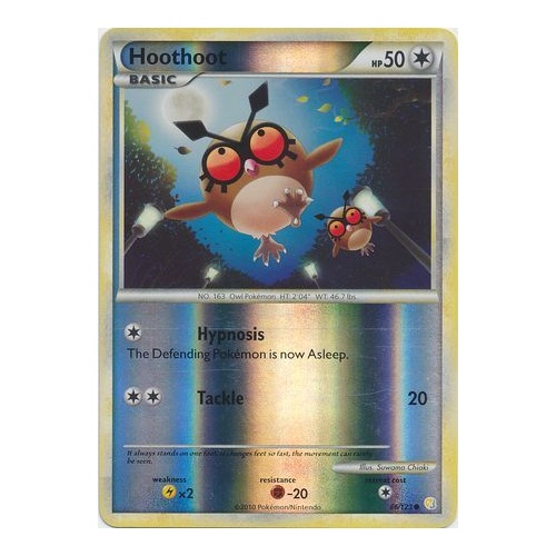 Hoothoot 66/123 HS Base Set Reverse Holo Common Pokemon Card NEAR MINT TCG