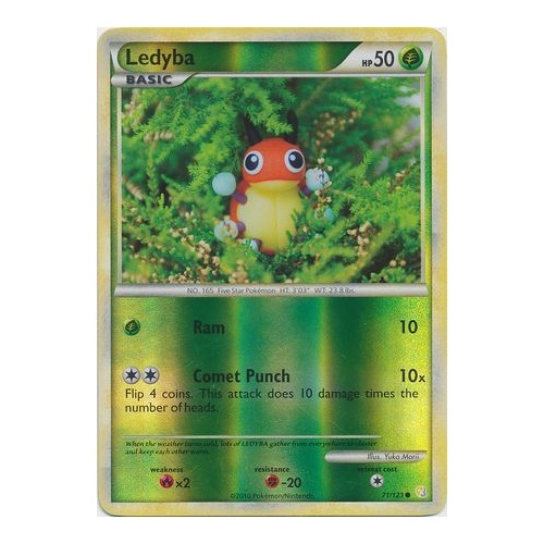 Ledyba 71/123 HS Base Set Reverse Holo Common Pokemon Card NEAR MINT TCG